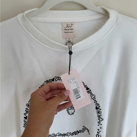 Cinq à Sept Smiley Face Sweatshirt White – Size M – NWT - Picture 3 of 5